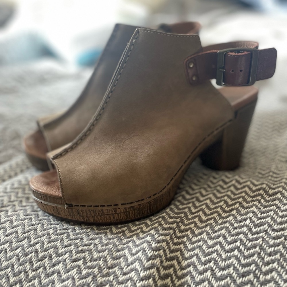 Dansko open toe buckle booties